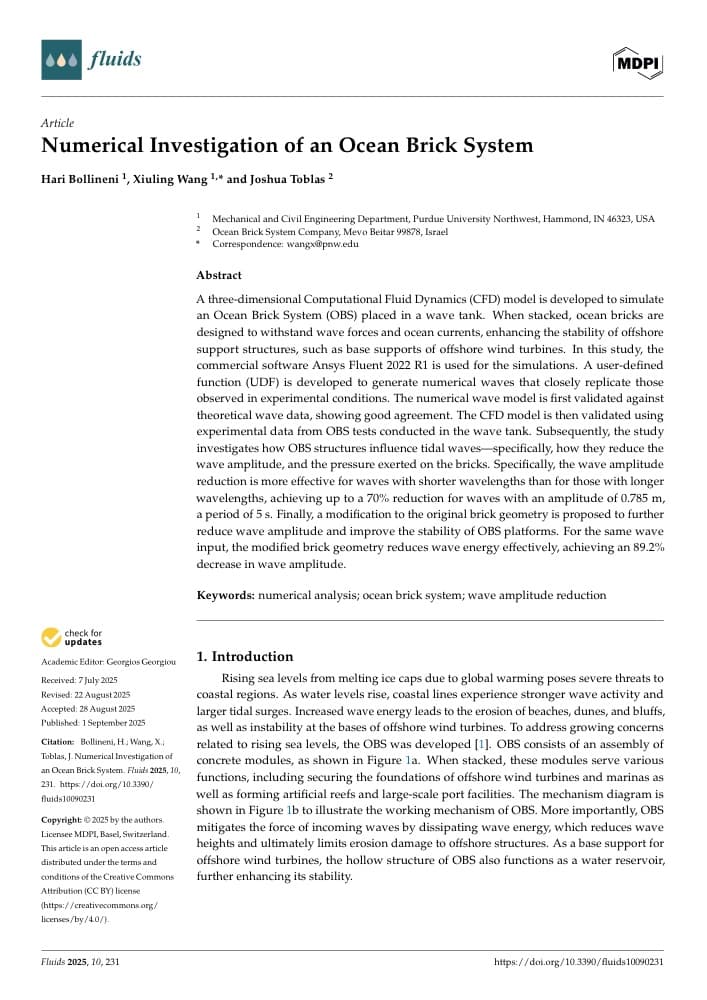 Numerical Investigation of an Ocean Brick System — Fluids